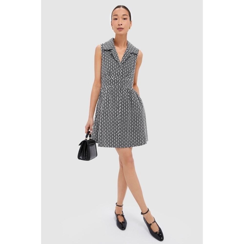 NWT POMANDER PLACE Black Eyelet Sleeveless Noelle Mini Shirt Dress SZ M